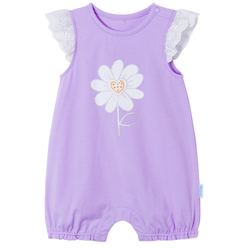 贝贝怡女宝宝纯棉连体衣夏季婴儿纯棉可爱透气短爬服182L141