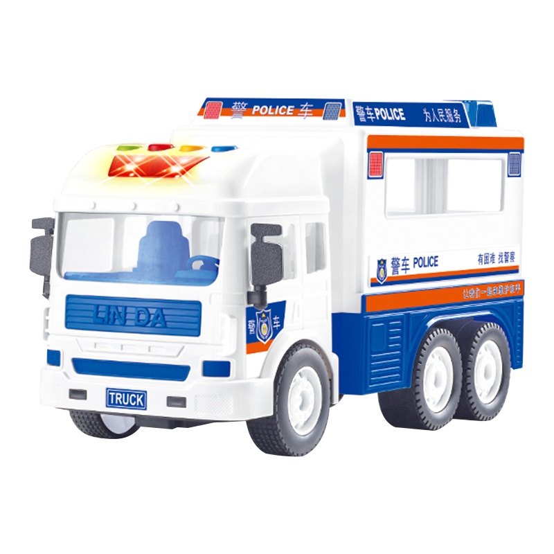林达-会讲故事的城市服务车-警车8030-6惯性工程车系列男孩益智玩具