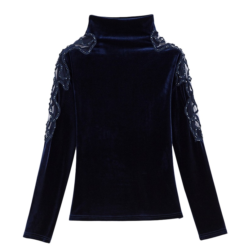  秋季2020新款金丝绒上衣洋气长袖内搭大码时尚百搭丝绒半高领打底衫女