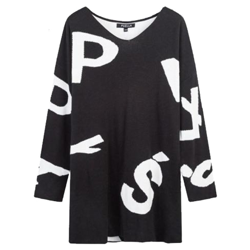 【热卖】2018春装新款韩版学生宽松时尚长袖v领套头针织衫中长款连衣裙女20011600