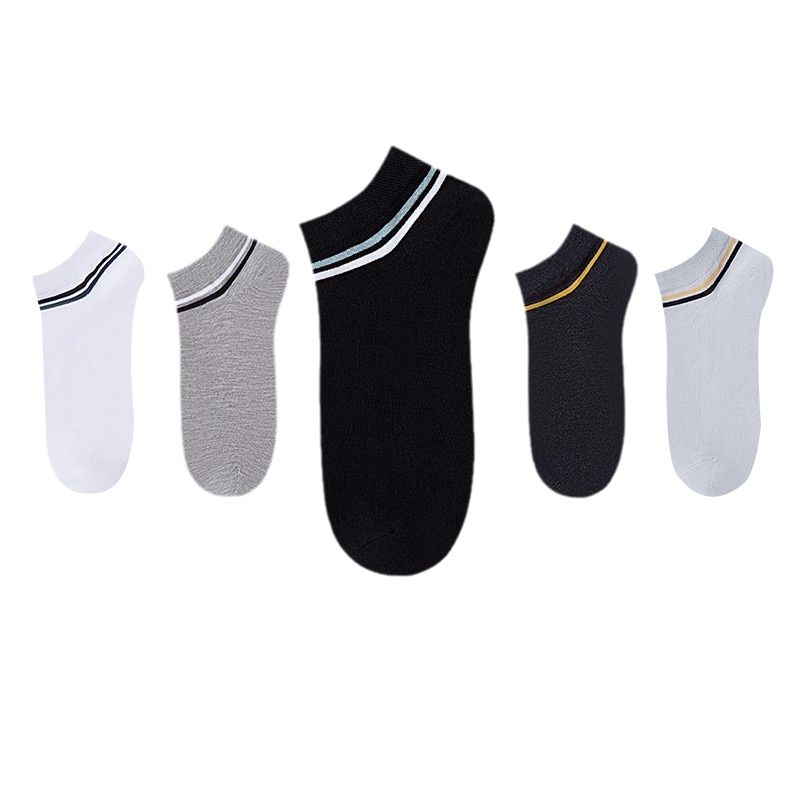 猫人MiiOW男士袜子男棉质纯色短袜春夏新短筒舒适运动低帮袜船袜5双装棉袜