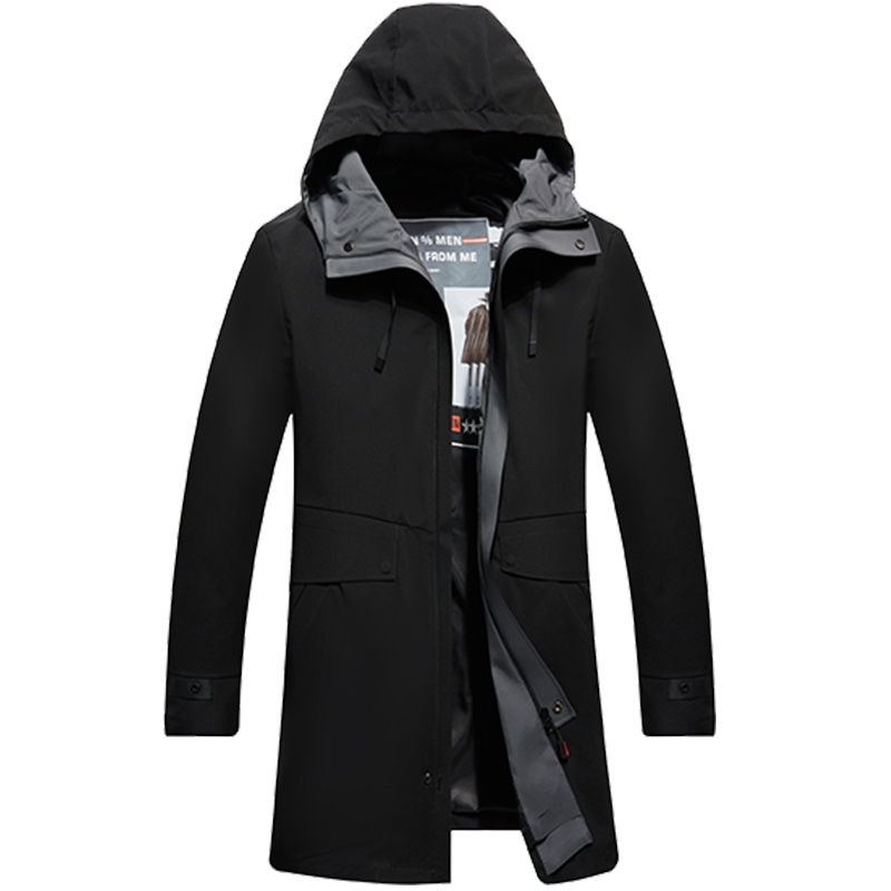 雅鹿男装春季首发商务休闲男士连帽中长款风衣外套9907