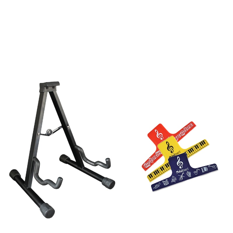 吉他架子木吉它A型民谣吉他挂支架电贝司琵琶尤克里里架乐器配件 折叠款吉他架+谱夹2个随机发货+送3片拨片