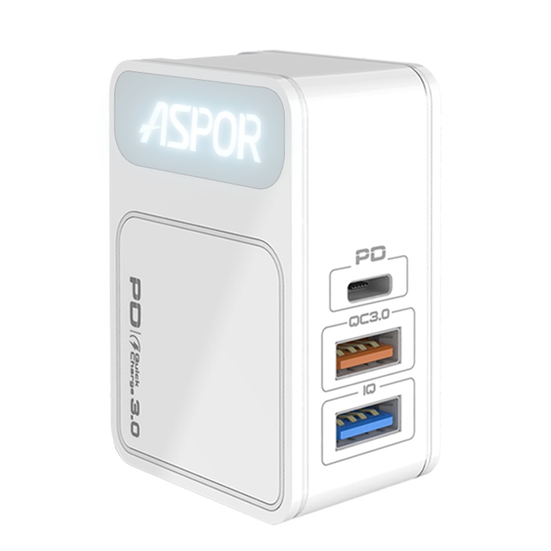 [以换代修]ASPOR PD快充头 30W快充三口可折叠手机充电器 苹果XS/R华为小米OPPOVIVO安卓手机平板通用