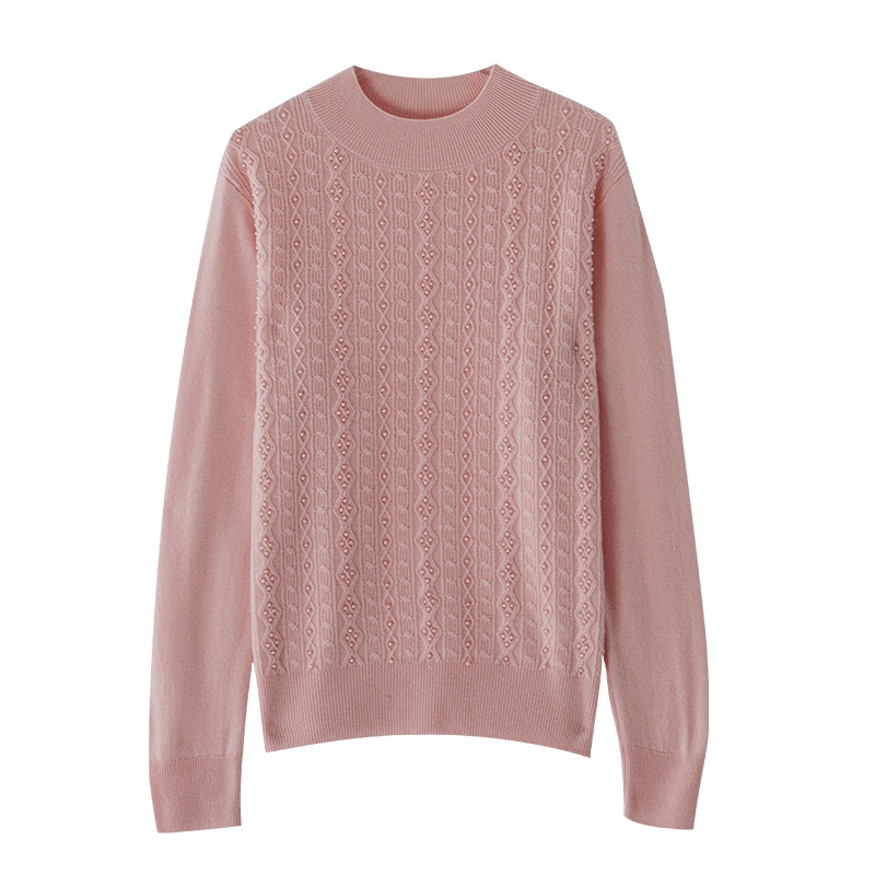 金菊秋冬新款羊毛衫女短款圆领宽松打底毛衣纯羊毛保暖上衣