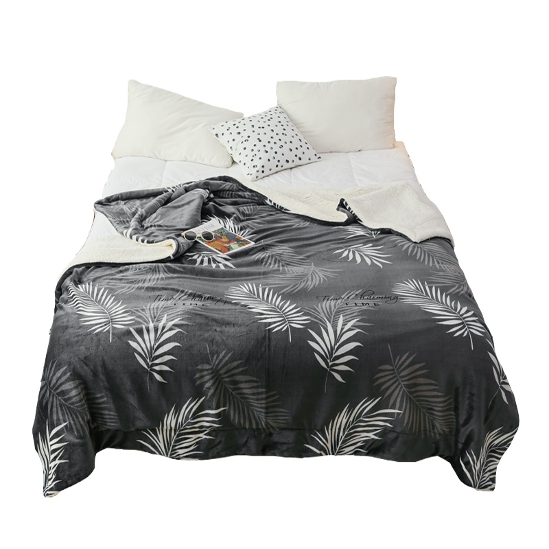 唛乐斯MALLAS2019ins潮牌网红印花双层羊羔绒毛毯