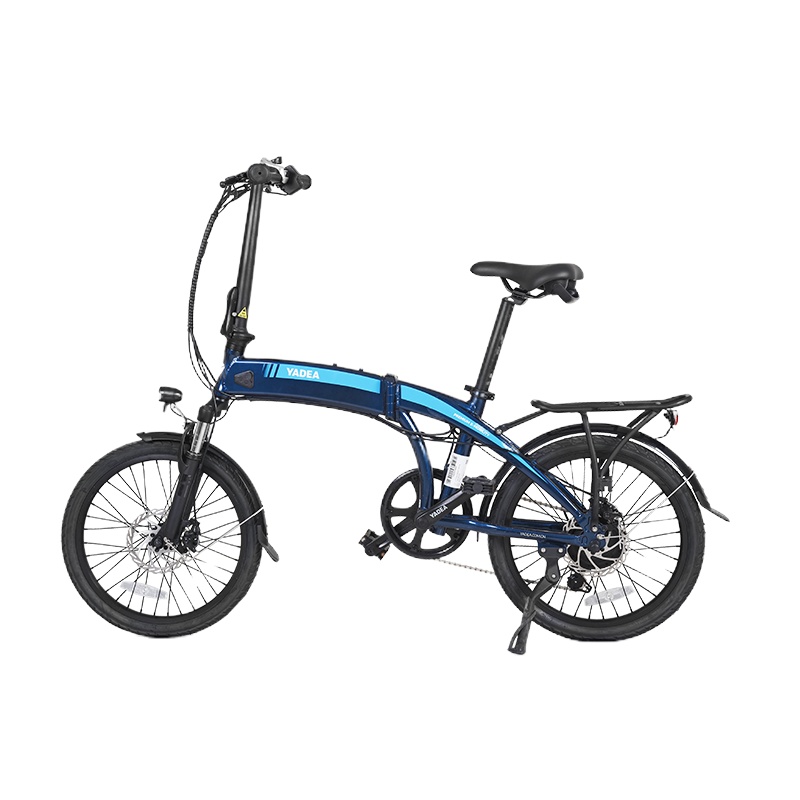 雅迪 yadea 电动车新款锂电池折叠车YF100休闲骑行男女骑行快速折叠电踏车电动车 深海蓝