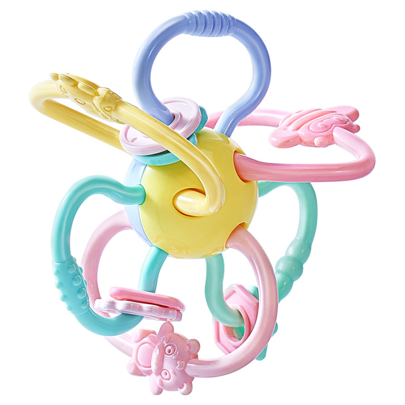 纽因贝曼哈顿手抓球婴儿手摇铃牙胶磨牙棒玩具可水煮咬咬3-4-12