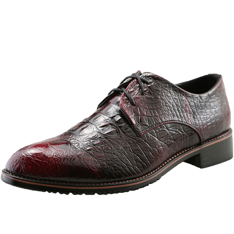 绛天英伦风青年休闲尖头皮鞋男冬季韩版商务正装男鞋欧洲站鳄鱼纹发型师设计师潮流婚鞋夜店男舞会鞋