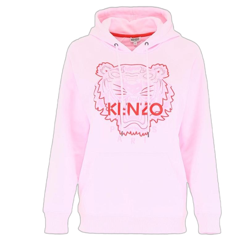 [直营] KENZO 高田贤三 女装 粉色刺绣虎头女士连帽长袖卫衣外套