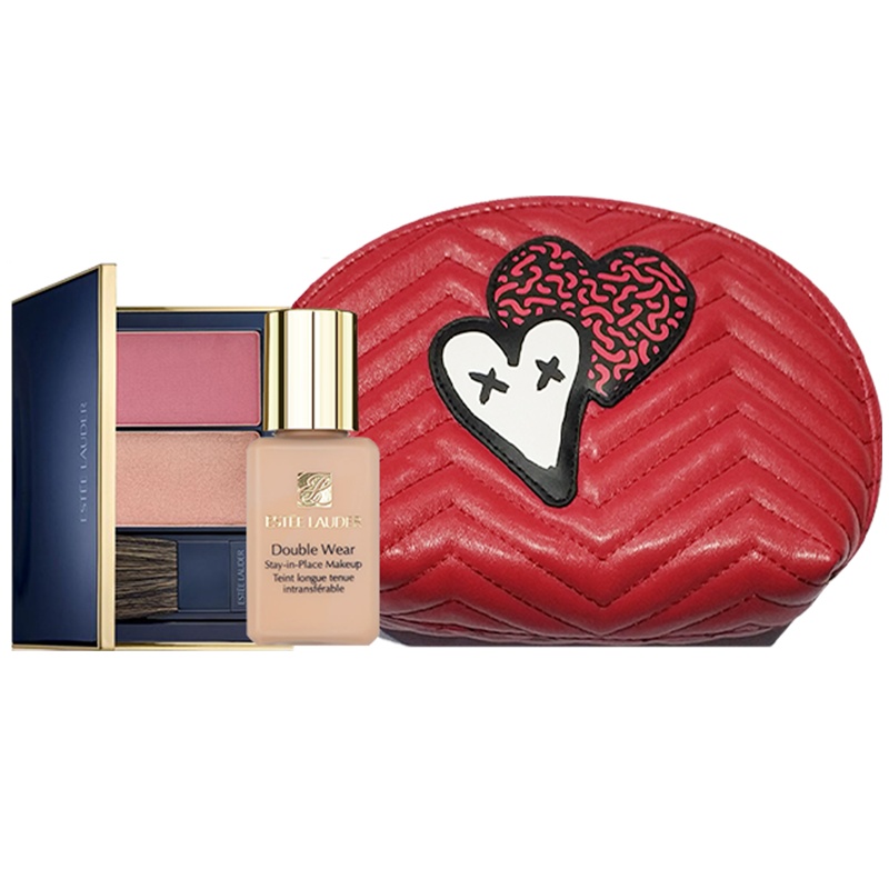 雅诗兰黛彩妆套（持妆粉底液1C1 15ml+花漾倾慕腮红胭脂修容3.5g 02 赠化妆包一个)