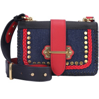 dubaolu都宝路韩版新款女斜挎包日韩风范时尚休闲新品柳钉配饰宽肩带包盖式PU单肩包