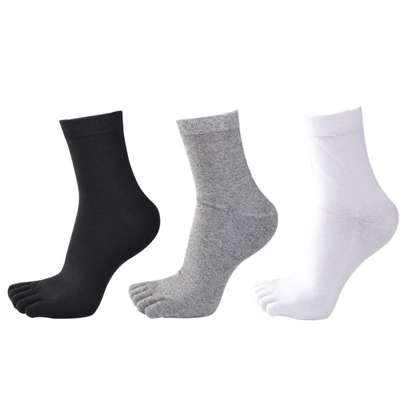 男士全棉透气防臭五指袜男四季纯棉中筒黑商务男袜秋冬五趾袜子男