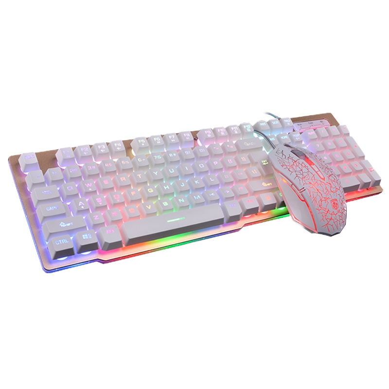 有线游戏键盘鼠标三件套装有线金属七彩背光加重机械电竞电脑网吧绝地求生吃鸡电竞外设键鼠套装 键盘+鼠标+鼠标垫