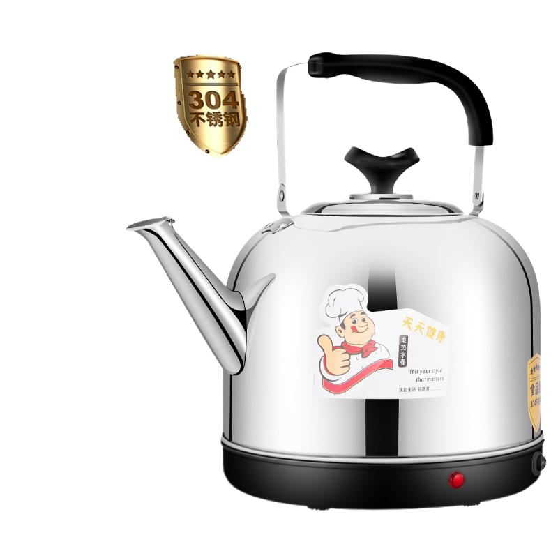 电热水壶电烧水壶大容量煲水壶鸣笛鸣音壶烧开水壶家用 5L黑色(304不锈钢自动断电保温)