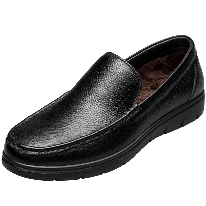 康奈男鞋 冬季加绒商务休闲皮鞋男套脚舒适经典保暖正装鞋1168706