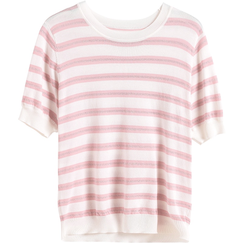 OSA欧莎冰丝针织衫女2019新款夏宽松显瘦短袖套头上衣薄款百搭