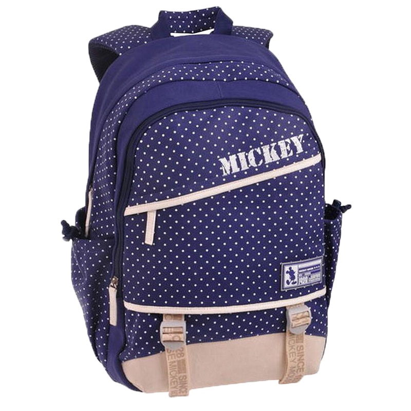 迪士尼 学生时尚波点护脊背包儿童小学初中休闲双肩书包 BM9676