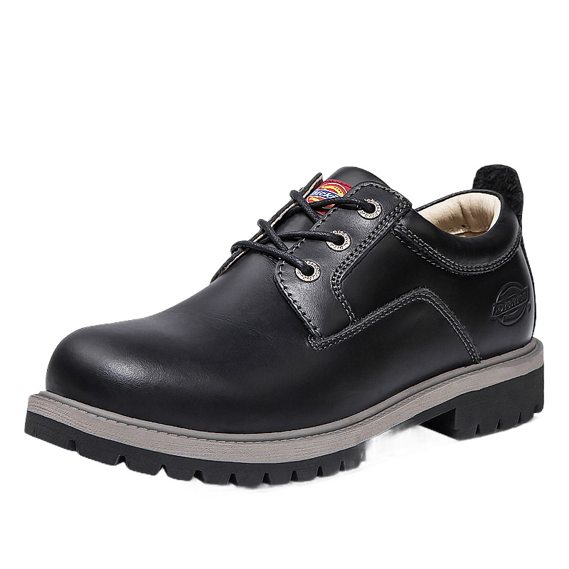 Dickies男鞋春季英伦工装鞋男低帮黑色真皮英伦大头皮鞋男厚底休闲鞋子173M50LXS29