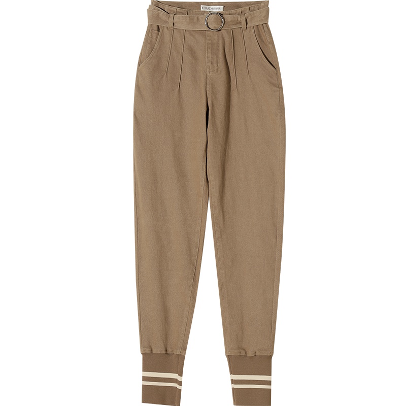 娅丽达女裤2019春秋新款水洗棉束脚休闲裤宽松哈伦裤工装裤小脚裤I3415