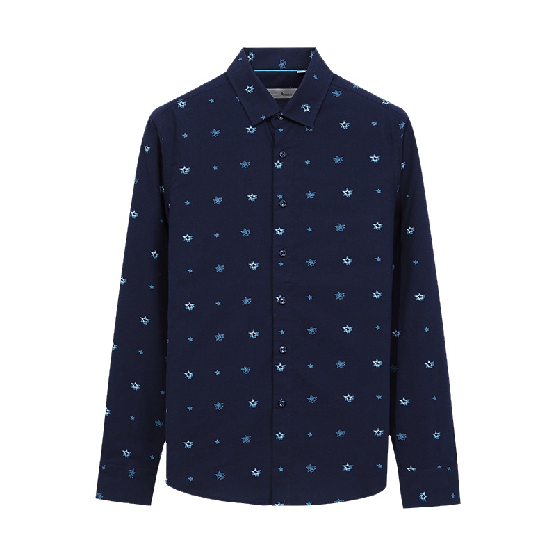 Artsdon/阿仕顿男装春秋季男士长袖衬衫修身款休闲男衬衣免烫