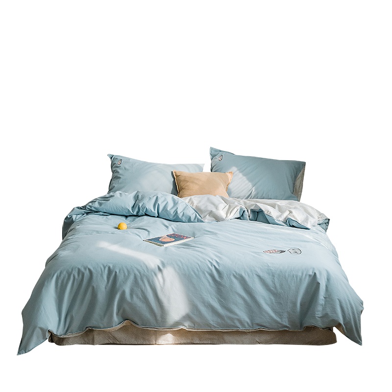 南极人(NanJiren)家纺 全棉纯色四件套ins北欧风纯棉床上用品纯棉被套床单4件套