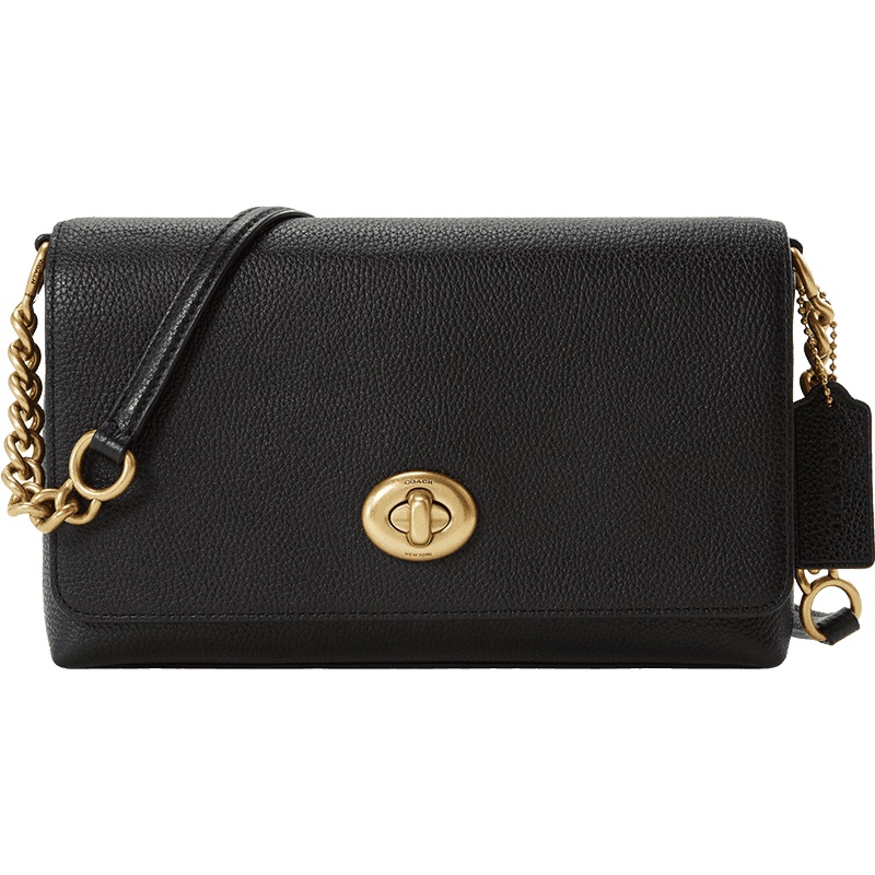 COACH/蔻驰女包经典翻盖包口盖包单肩斜挎包粒面皮金扣椭圆扣简约