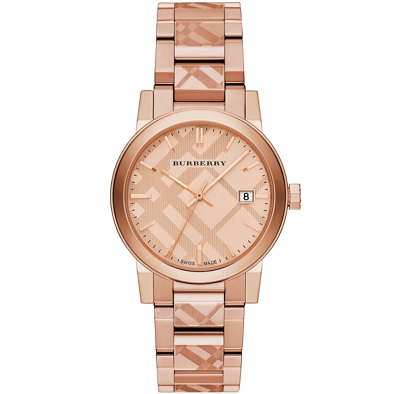 巴宝莉(BURBERRY)手表 时尚圆盘日历石英女表