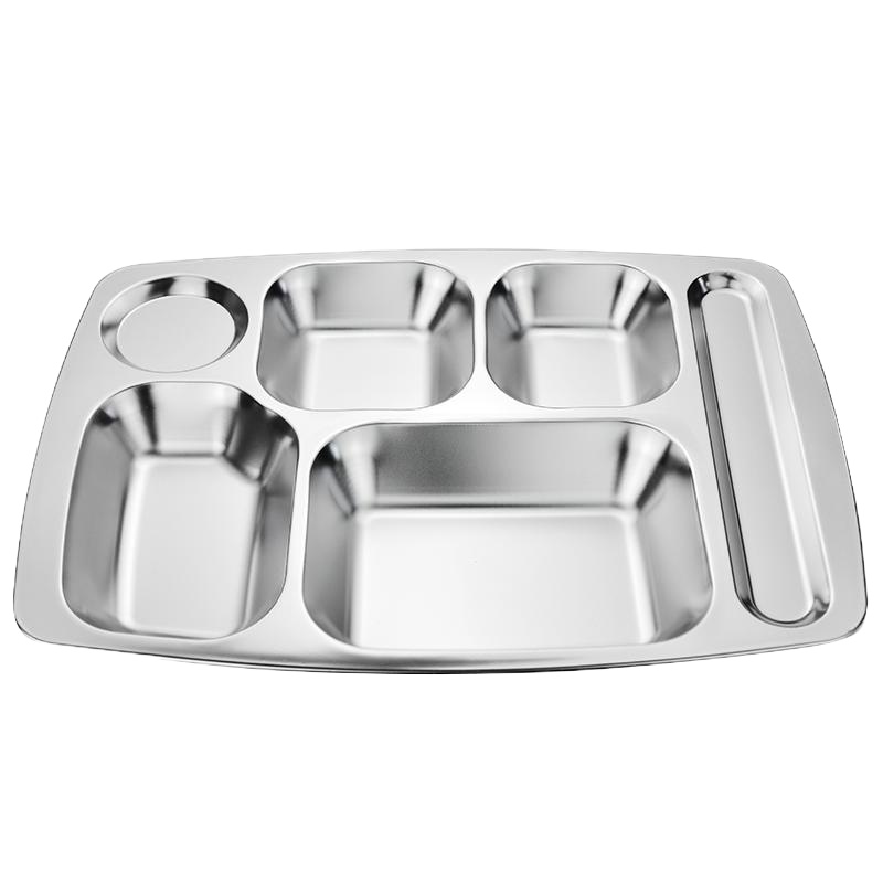 不锈钢餐盘 35.5*26.5*2.2cm(配双层碗+筷子)