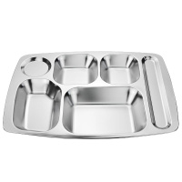 不锈钢餐盘 35.5*26.5*2.2cm(配双层碗+筷子)