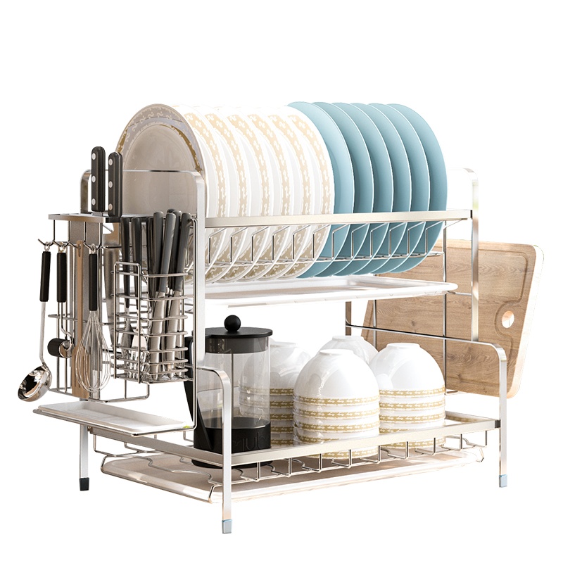 居匠艺品 厨房置物架304不锈钢沥水碗架碗筷收纳盒盘子沥水架置物架餐具厨房收纳架子碗碟收纳架