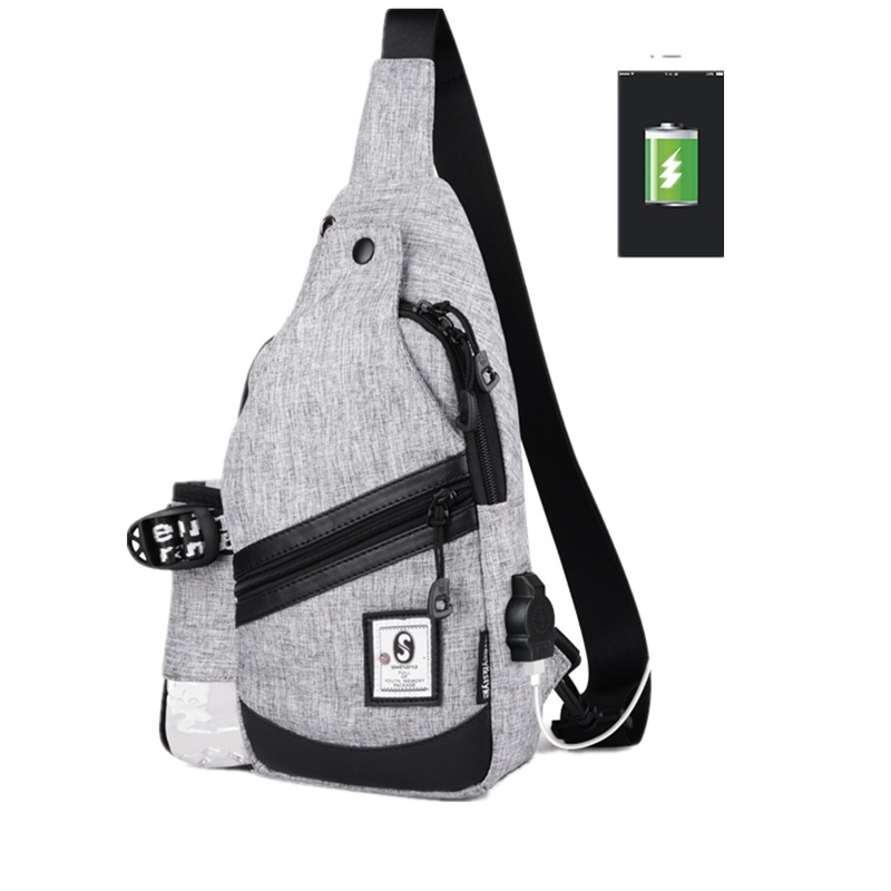 山奇品一2019新款户外男包休闲单肩斜挎包学生牛津布运动男士胸包斜跨包