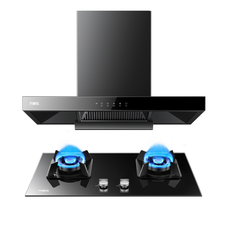 万家乐 烟灶厨电套餐装 20立方大吸力油烟机 欧式顶吸 挥手智控 智旋暴风洗 台嵌两用天然气灶AT051+KV551B