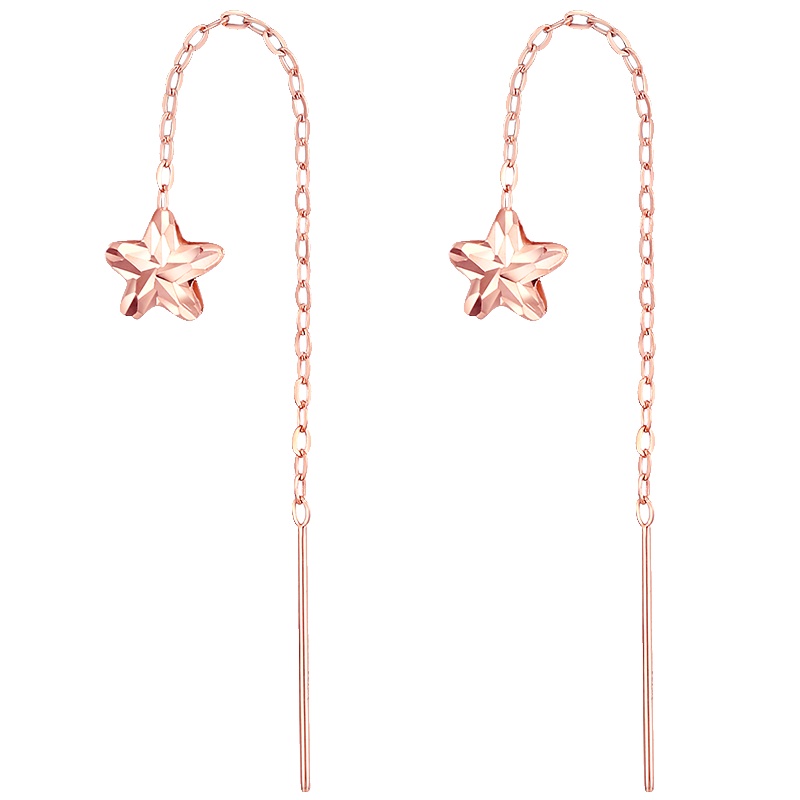 佰色传情18K金耳线女耳钉彩金玫瑰金au750黄金耳饰耳坠 BKE120