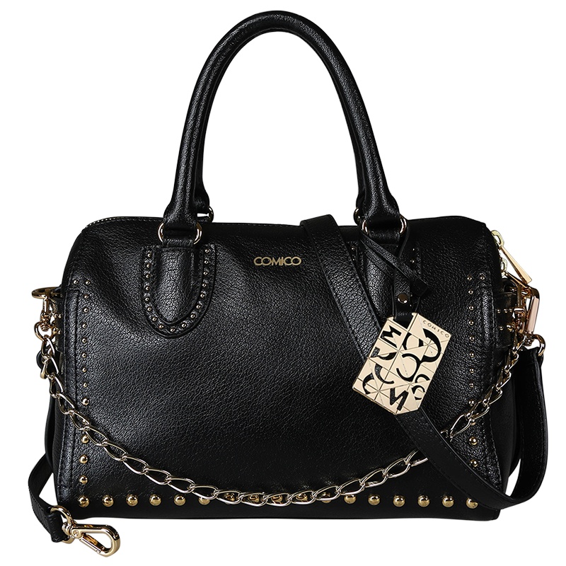 COMICO女款黑色放飞自我简洁单肩斜挎手提包C6028