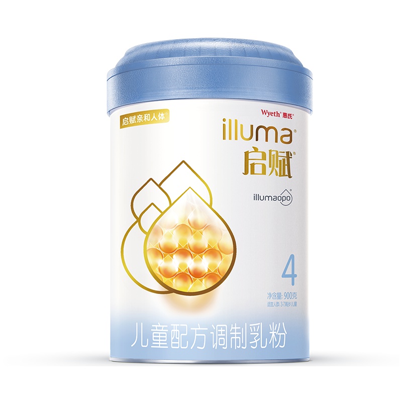 惠氏启赋(Wyeth illuma)亲和人体儿童配方乳粉4段奶粉(3-7岁适用) 900克 爱尔兰原装进口(蓝钻启赋)