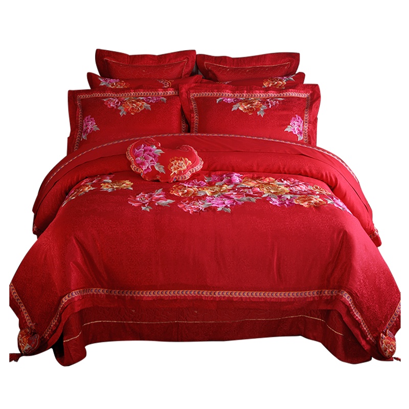 5200家纺十件套喜结同心十三色绣