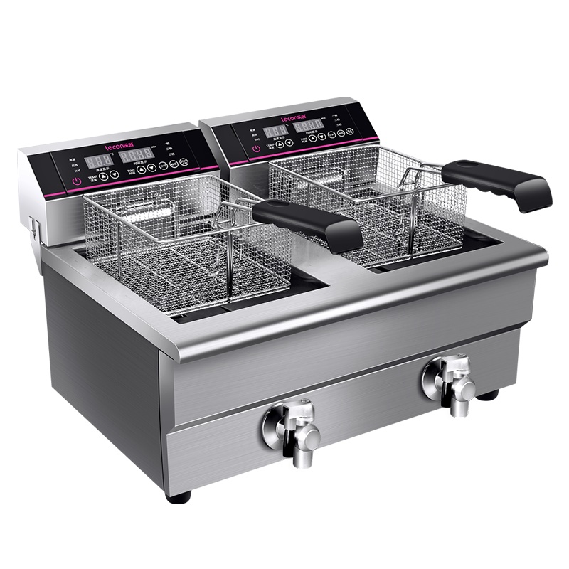 乐创(lecon)电炸炉EF-162V 商用油炸锅 小吃炸串机炸薯条机炸油条机(34L双缸智能款) 9600w大功率