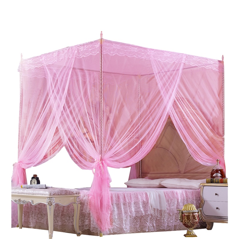 吉祥三宝家纺方顶蚊帐三开门宫廷风加粗不锈钢支架落地宫廷蚊帐方顶1.2/1.5/1.8米床双人家用蚊帐