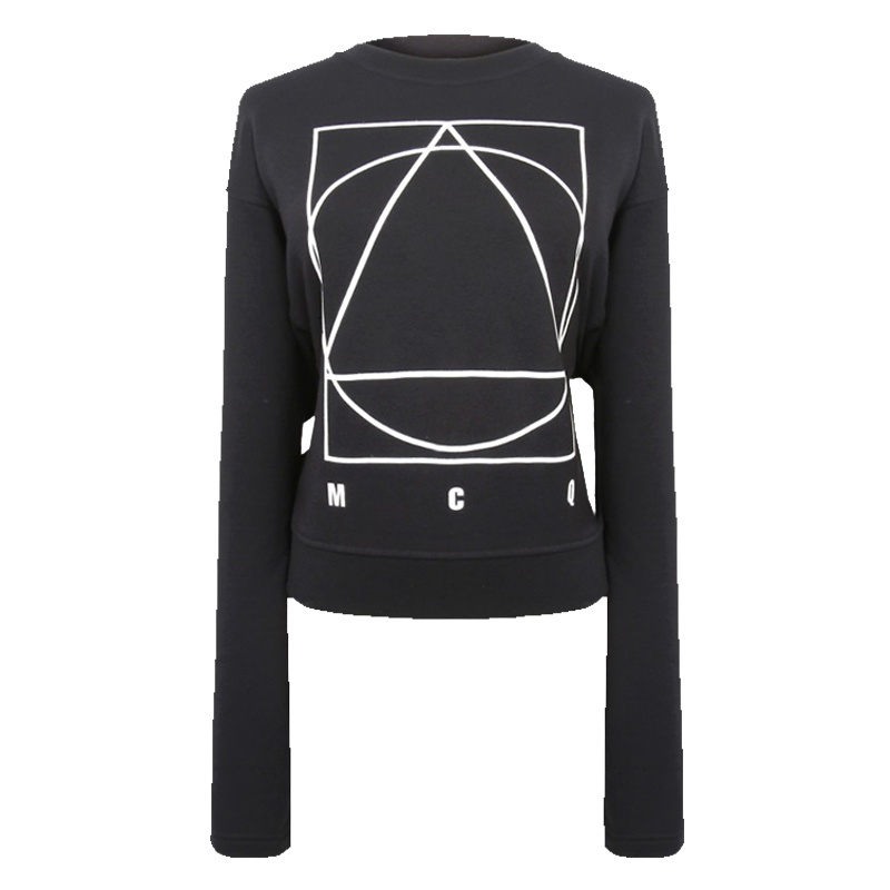 MCQ女士黑色棉质套头无帽圆领卫衣459388 RIJ19 1000