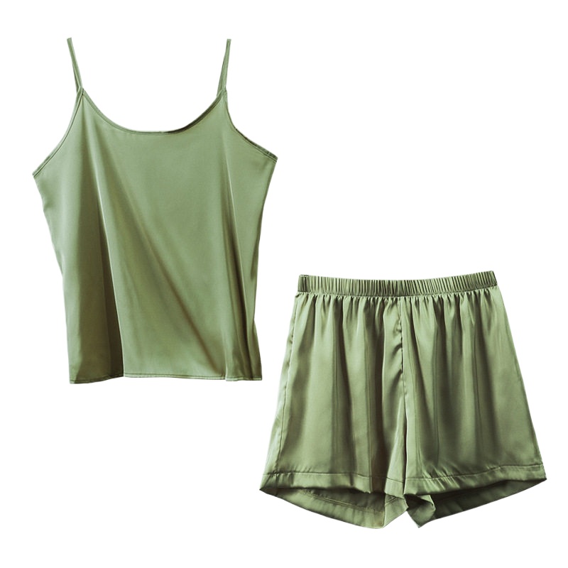 俞兆林居家新款仿真丝吊带睡衣女套装短裤女大码冰丝丝绸家居服夏季套装