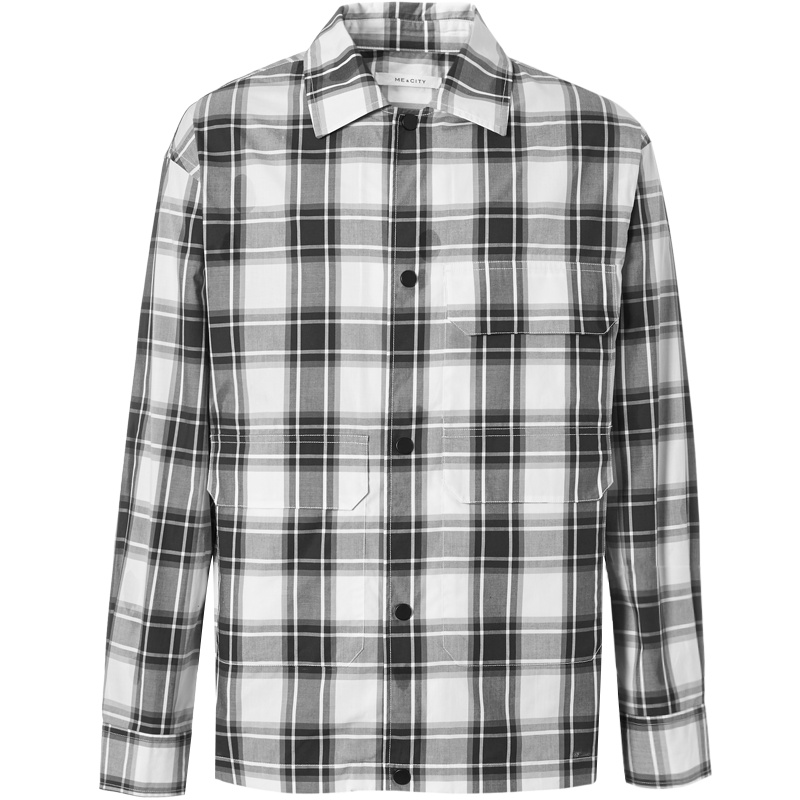 赵磊同款MECITY男装秋季新款设计简约韩版长袖格子衬衫男衬衣