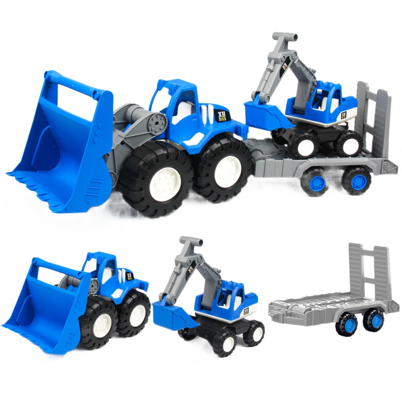 大号仿真儿童工程车玩具大吊车起重机挖掘机塔吊合金模型男孩套装-吊塔+挖掘/抓+运输+油罐+831推土+压路