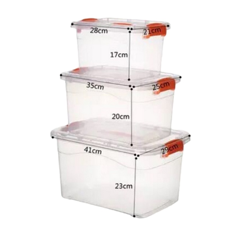 加厚整理箱透明收纳箱塑料盒子有盖小号手提储物箱 透明 小号