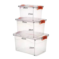 加厚整理箱透明收纳箱塑料盒子有盖小号手提储物箱 透明 小号