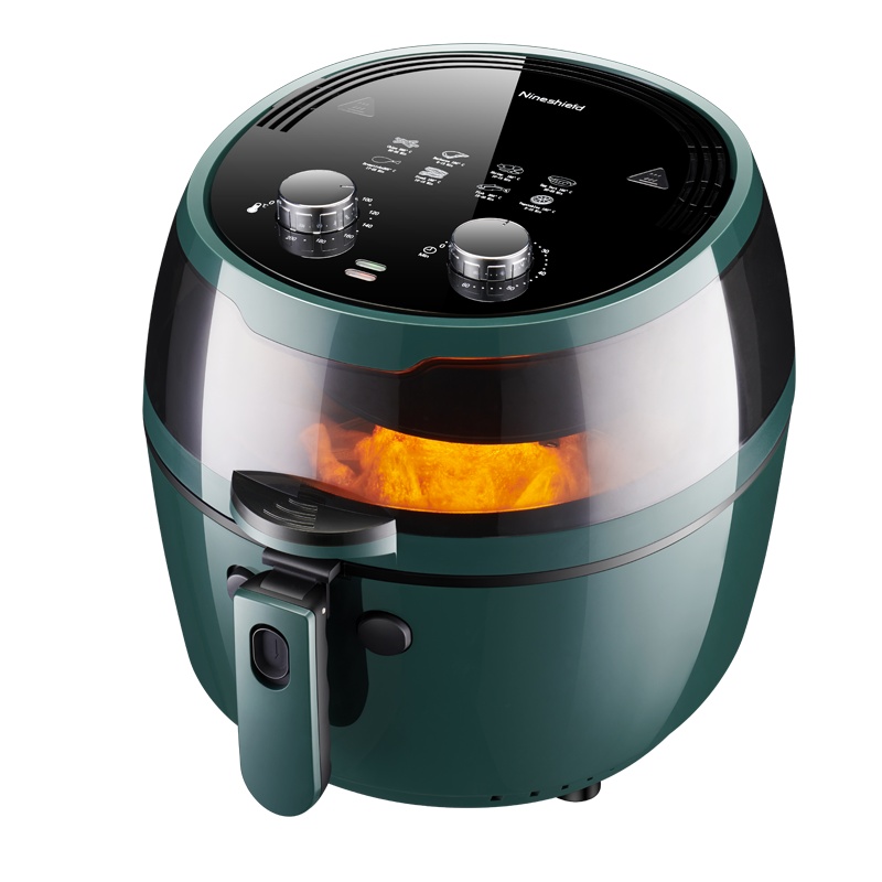 奥克斯(AUX)空气炸锅6001M蓝色机械款家用多功能7L容量电炸锅自动无油烟烘焙迷你烤箱薯条机不沾烤架易清洗无烟炸锅