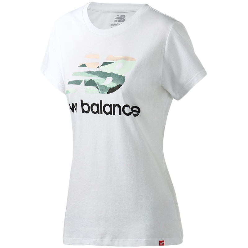 NB女装短袖T恤时尚印花LOGO针织舒适休闲运动服AWT91584-WT.