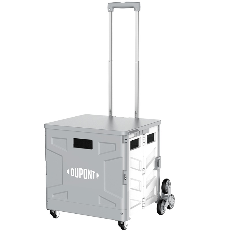 DUPONT杜邦多功能收纳盒买菜车小拉车超市折叠购物车家用轻便携小推车拉杆车拉货拖车爬楼车4轮大号灰色