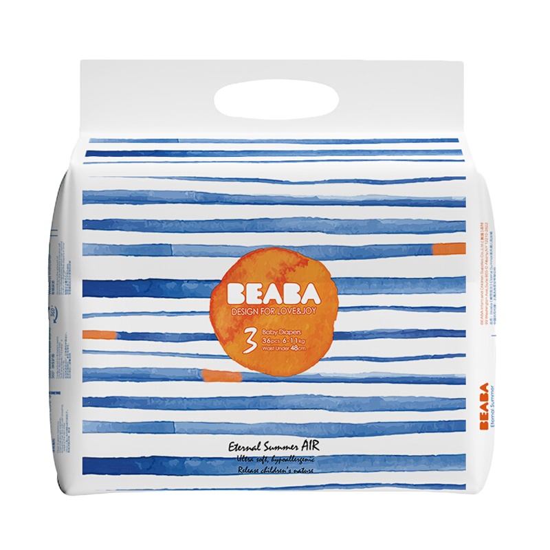 Beaba碧芭宝贝盛夏光年尿不湿婴儿纸尿裤 【m码】0.2cm超薄透气纸尿片 纸尿裤M-36片(6-11kg)