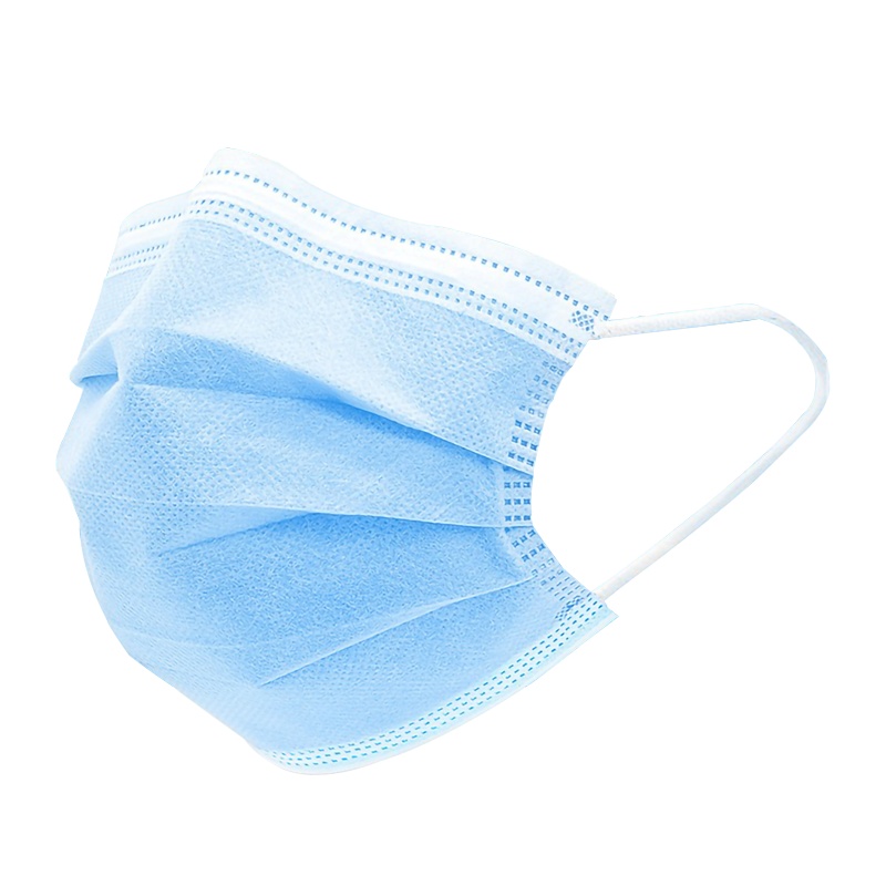 宝康林 一次性防护口罩无纺布带熔喷层全塑鼻梁条蓝色三层轻薄透气学生成人男女通用经典款[50片装]
